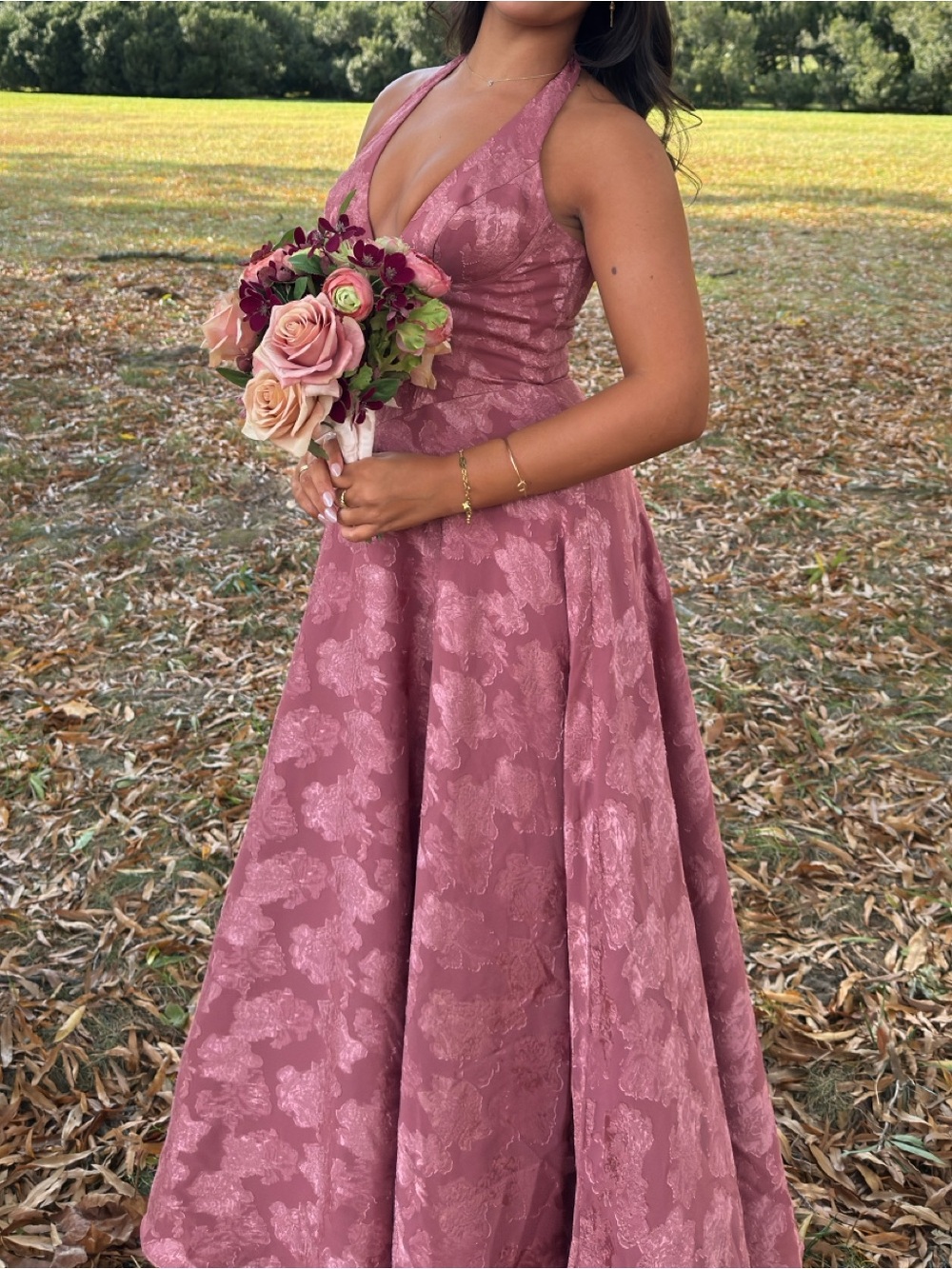 Azazie Atelier isabeau rose midi dress